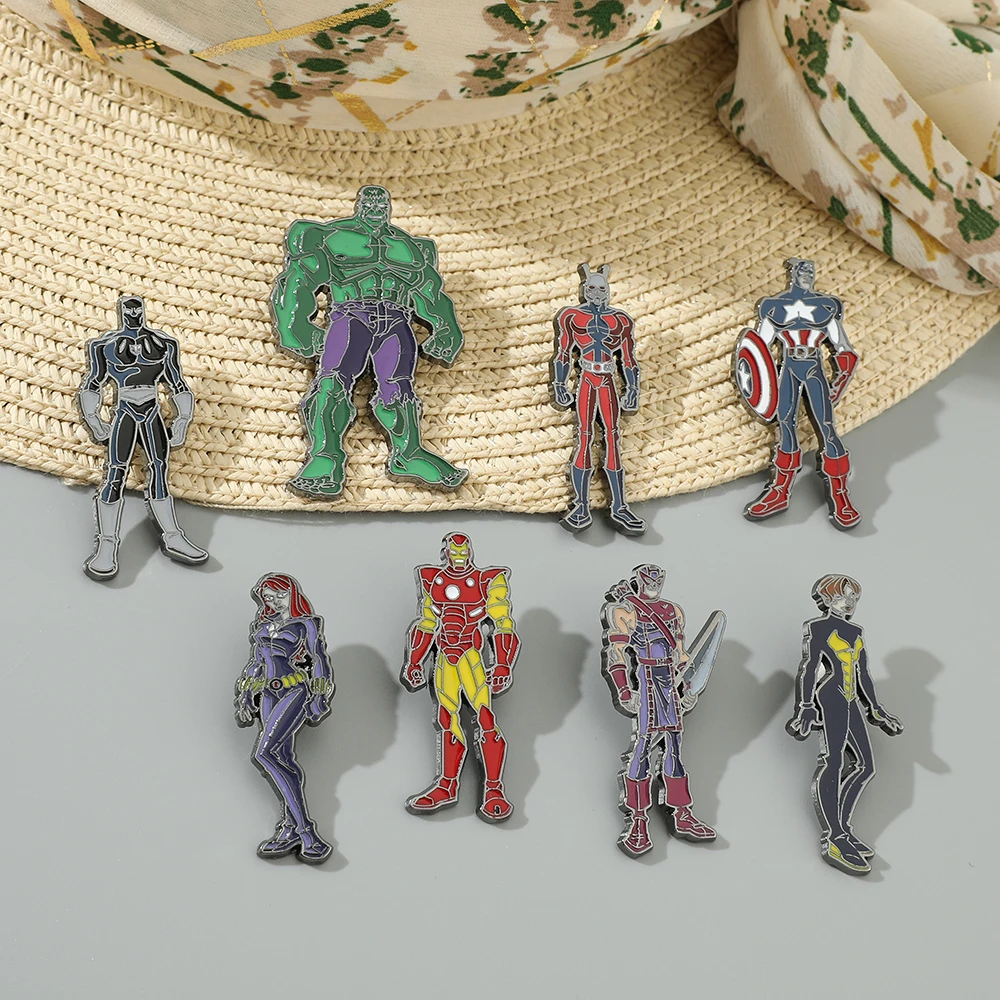 Marvel Superhero The Avengers Brooch Black Panther Iron Man Metal Lapel Pin Jewelry for Bag Cap Clothing Accessories Gifts