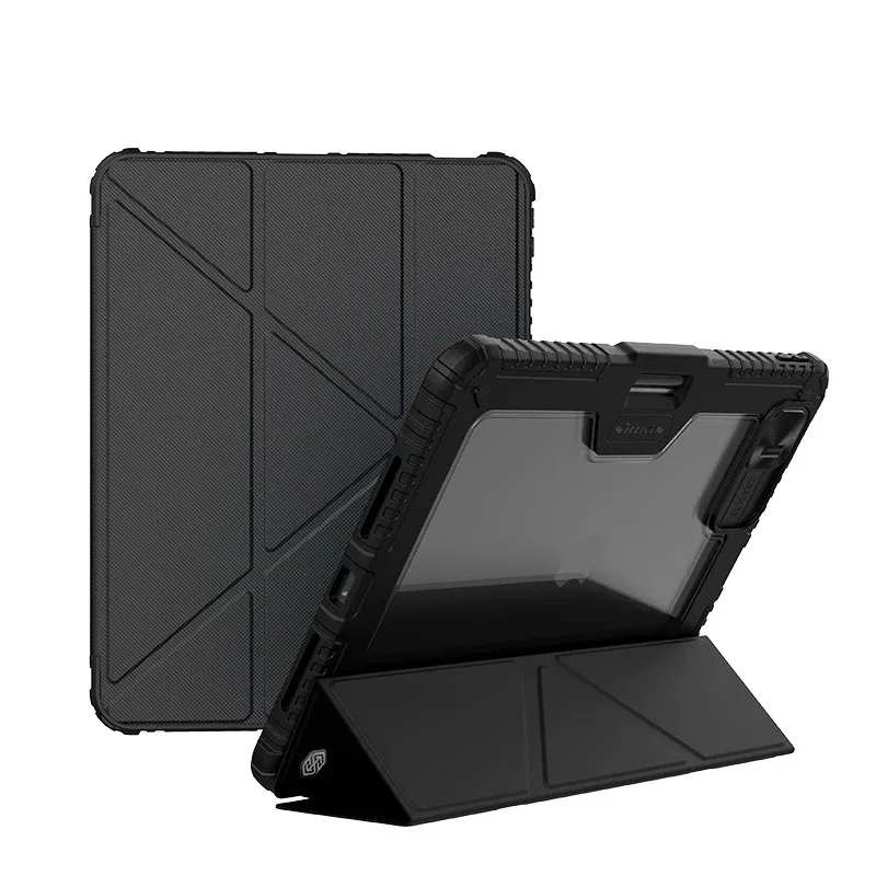 

2025 iPad Pro 11 Bumper Case - Flip Leather with Sliding Camera Cover, Auto Wake/Sleep & Shockproof Bumpers
