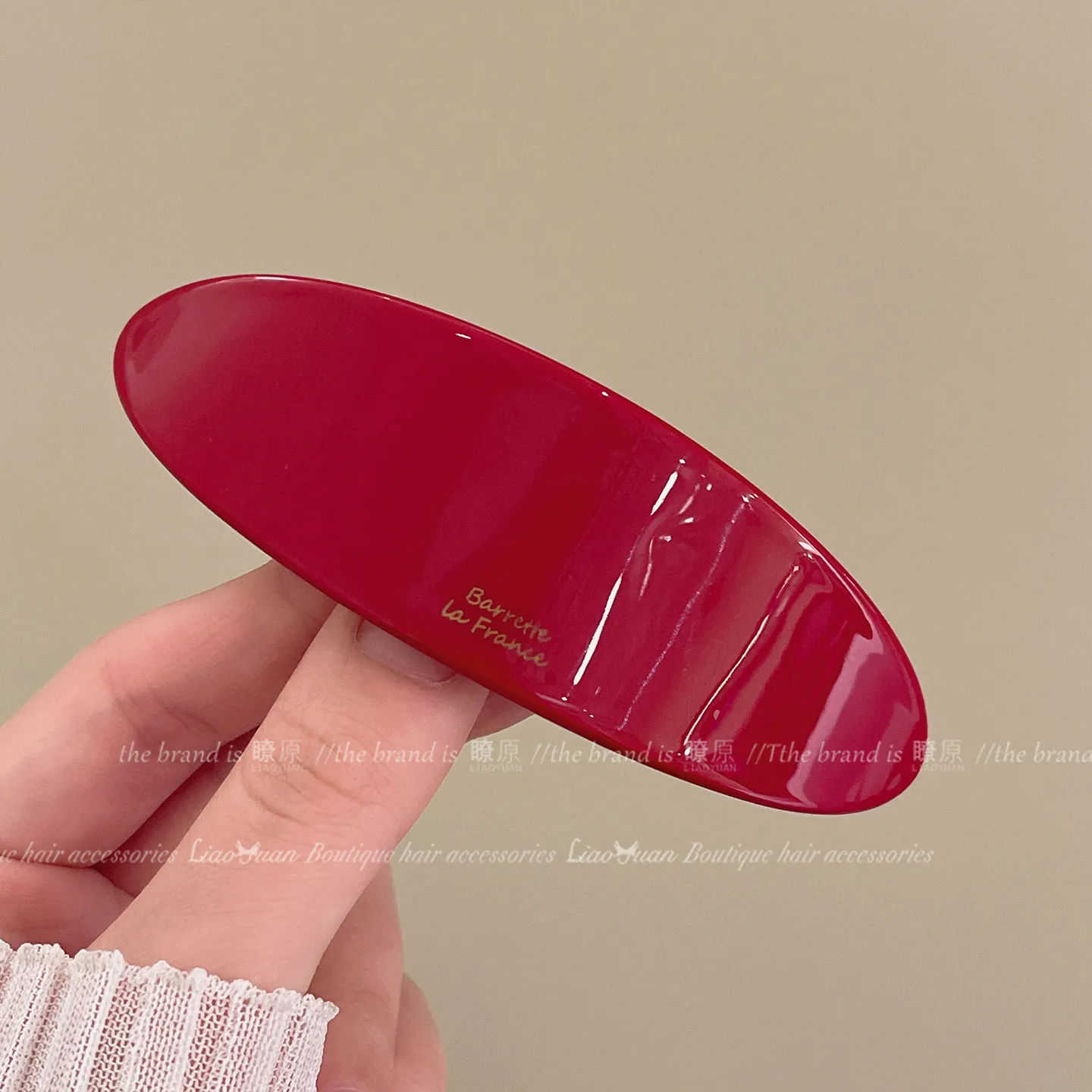 French Elegant Acetate Oval Spring Claw - Hair Clip for Low Ponytail Women Daily Casual Half Up Back of Head