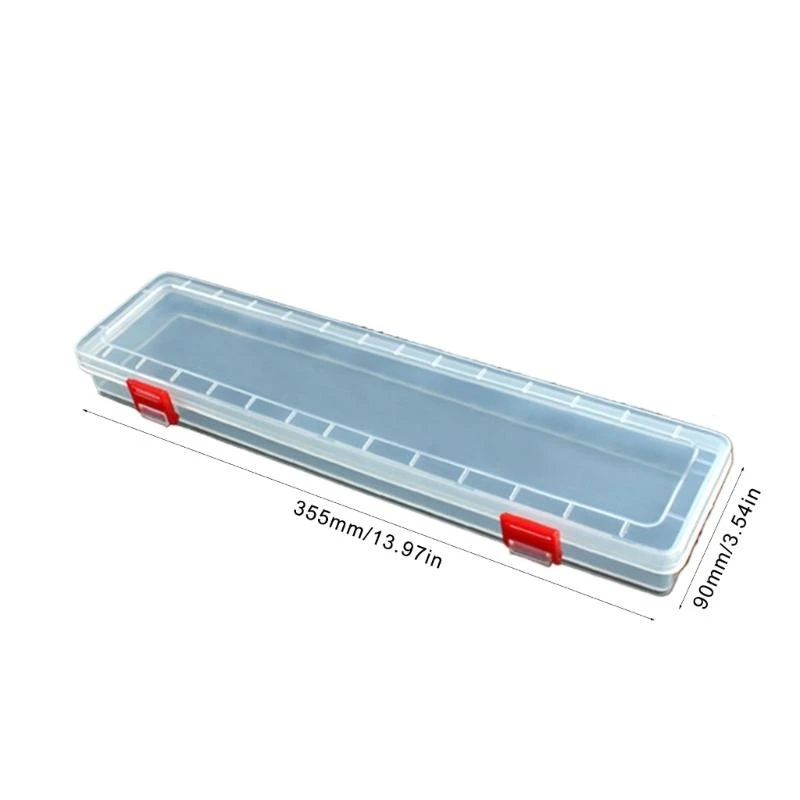 E15D 14 Inch Plastic Tool Box with Transparent Lid Rectangular Long Storage Case Large Compartment Parts Container