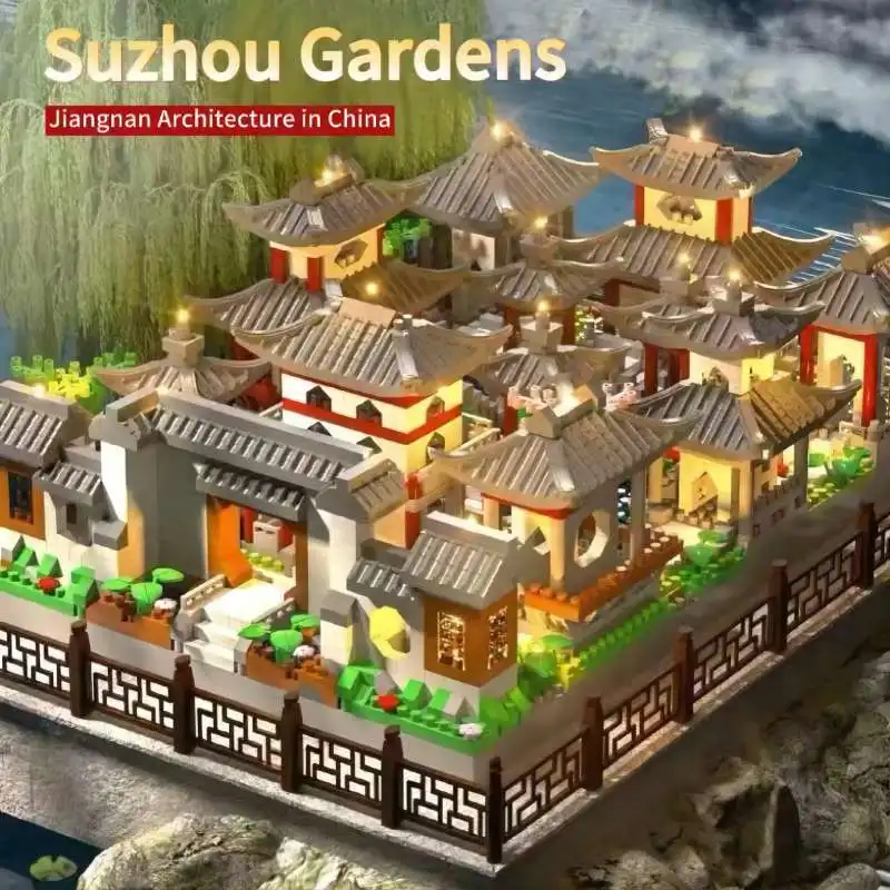 

3008PCS/1008PCS Suzhou Garden, Chinese Architecture, Houses, Miniature Building Blocks, Classical Buildings