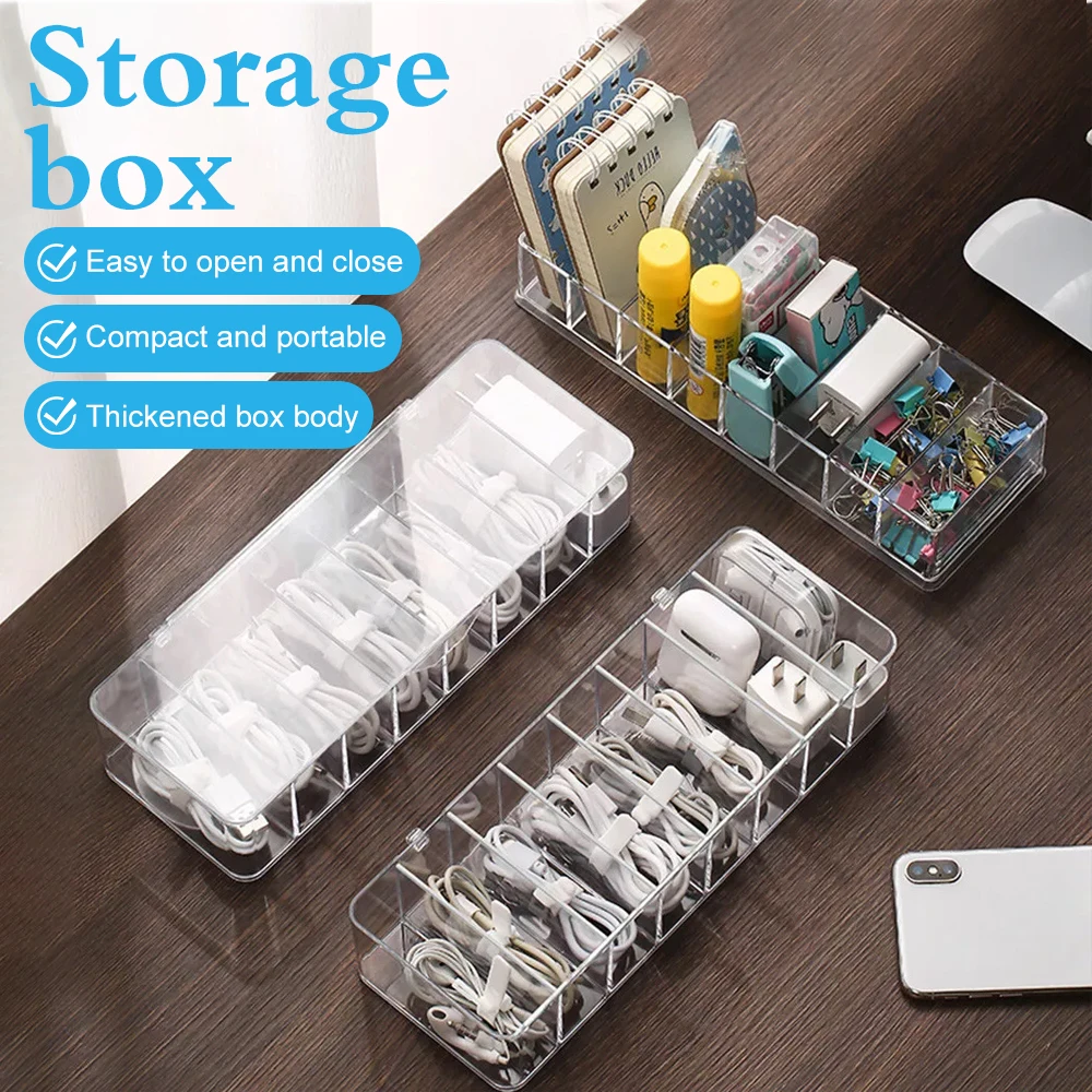 

8 Grids Data Cable Storage Box Organizer Mobile Phone Charger Charging Cable Classification Box Storage Case Data Cable Holder