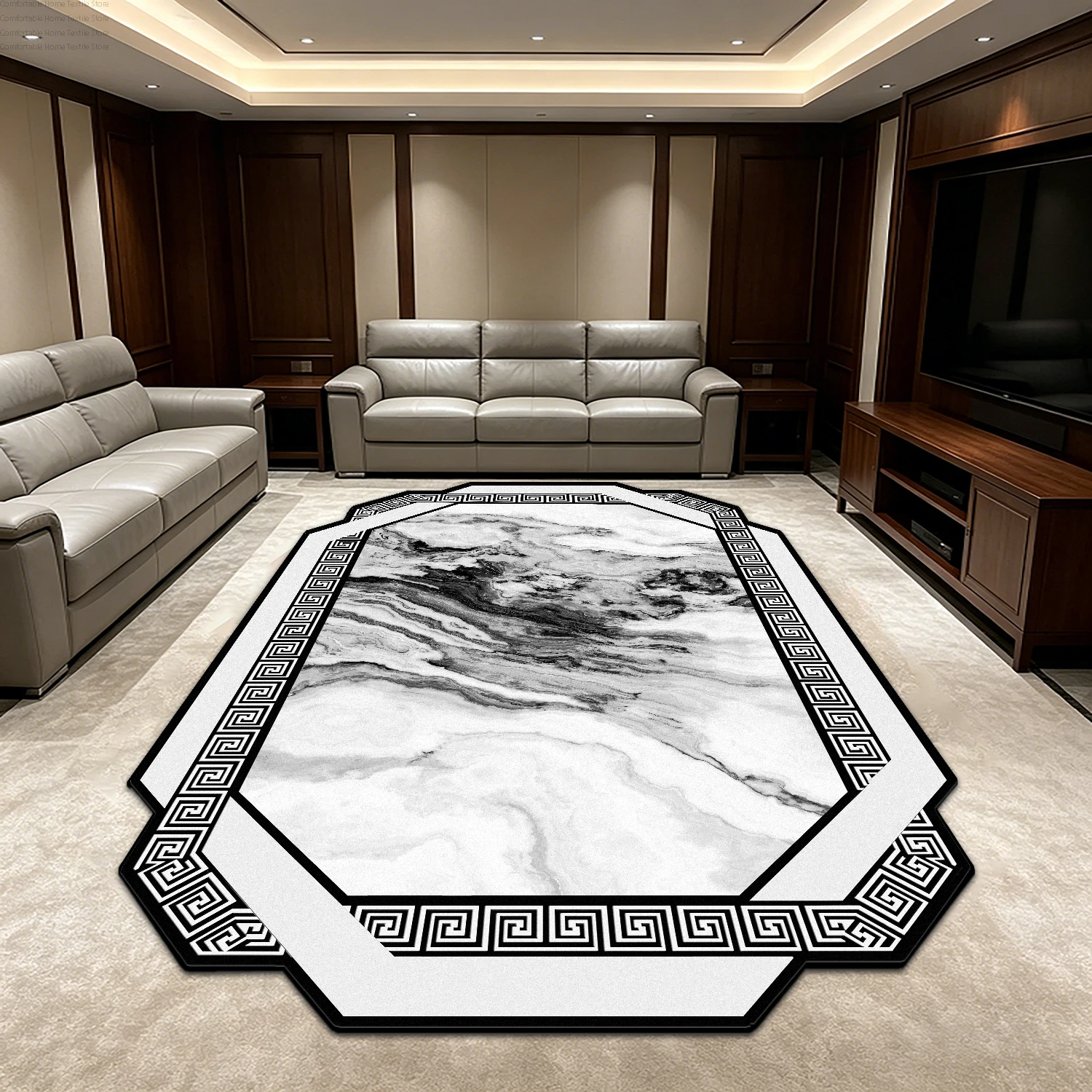 Modern Light Luxury Style Irregular Shaped Rug Home Decoration Luxury Washable Soft Carpet Large Area Washable Fluffy Floor Mats