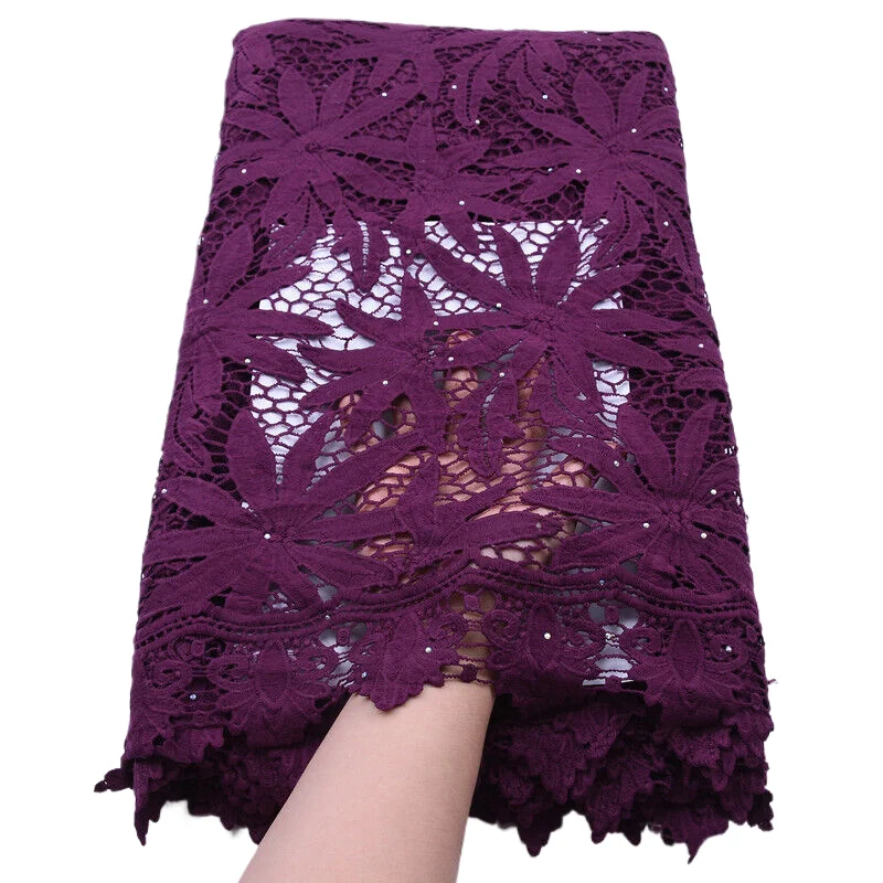 Tela de encaje guipur de cordón africano 2024 5 yardas tela de encaje nigeriano Soluble en agua vestido de punto de alta calidad para mujer cosido A1781
