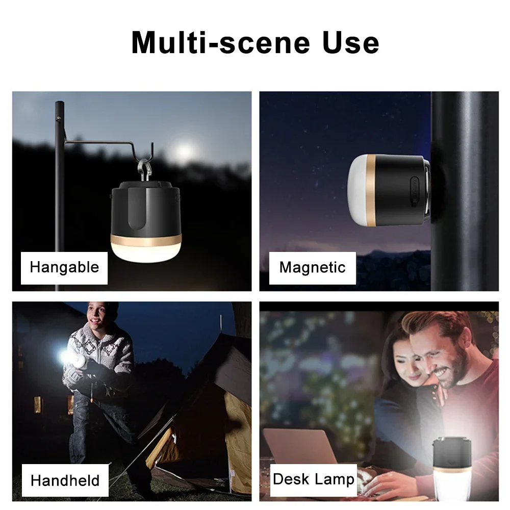 Luz multifuncional para acampar al aire libre, impermeable IP65, recargable, portátil, linterna, lámpara de tienda, luces de emergencia