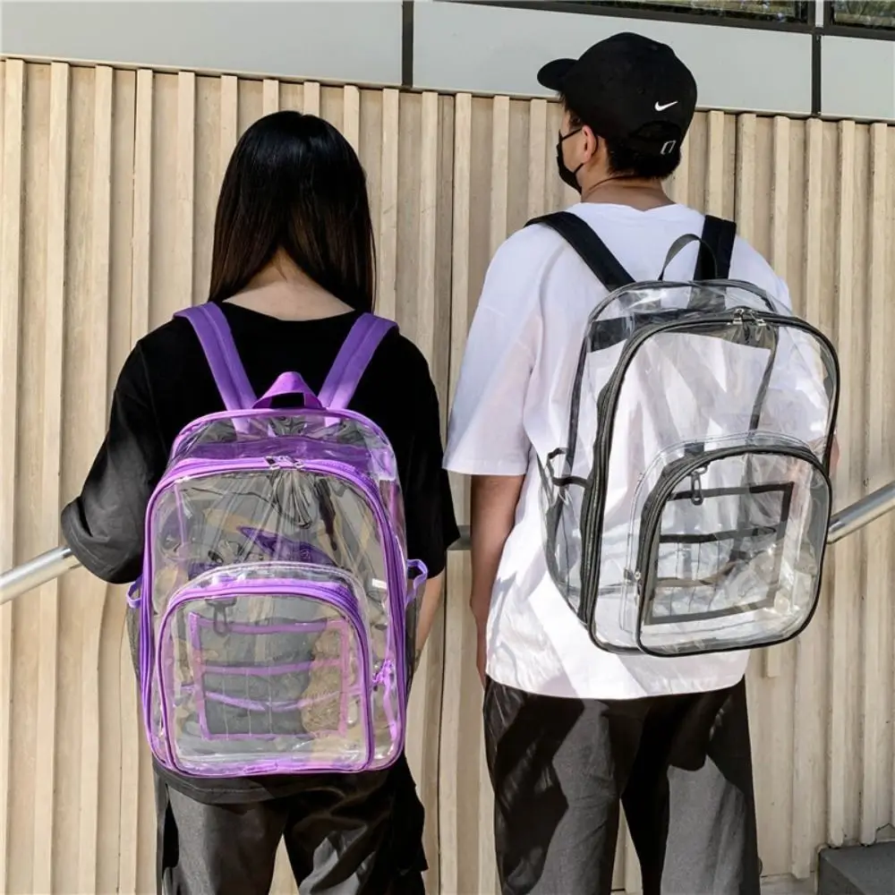 

PVC Transparent Backpack Large Capacity Storage Bag Students School Bag All-match Korean Style Clear Shoulder Bag Students/Girls