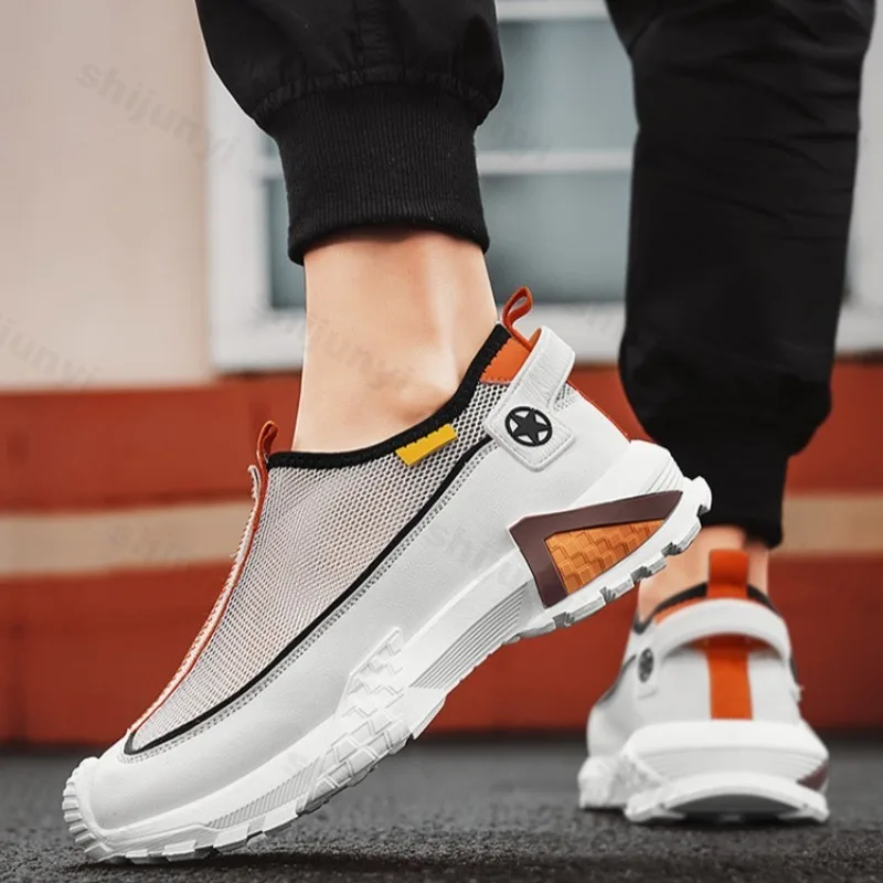 

2025 Summer Hollow Mesh Breathable Casual Shoes Men's Fashion Trend Thick Soled Sports Shoes Low Top Comfortable Chunky sneakers