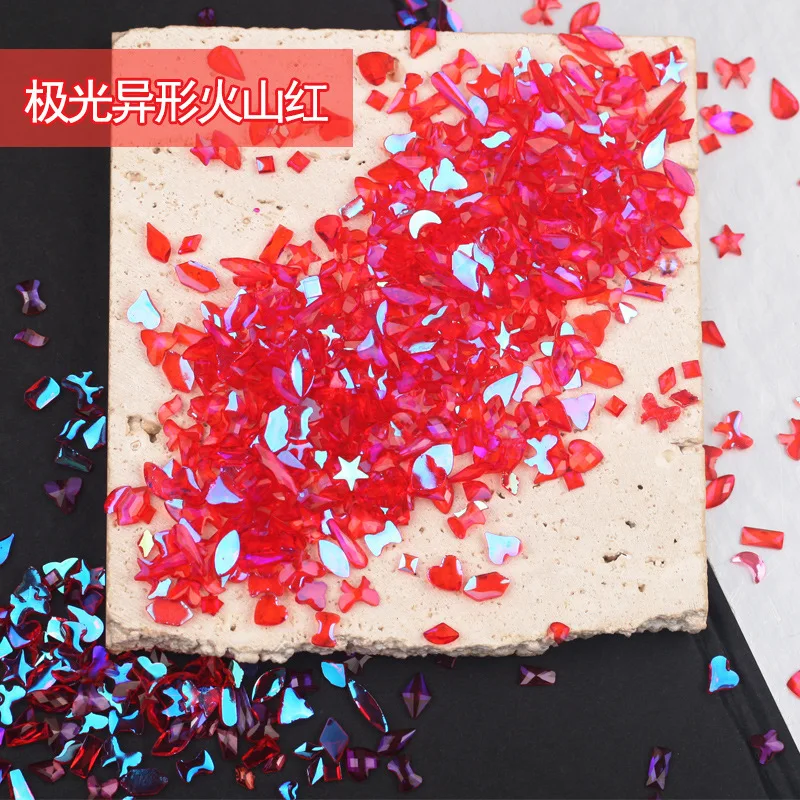 18 colori 100 pz/pacco resina casuale strass stile fantasia Aurora trasparente lucido 3D Manicure Nail Art decorazione Charms gioielli