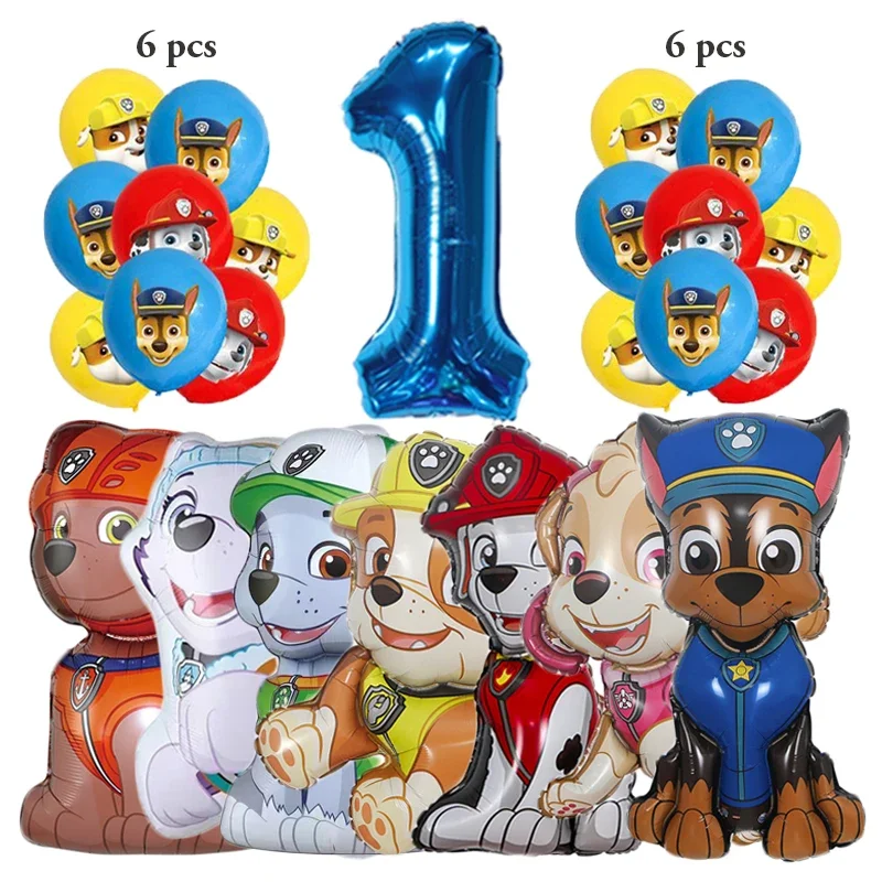 20pcs Cartoon PAW Patrol Birthday Decoration Aluminum Film Digital Balloon Set Dog Chase Skye Kids Party Supplies Toys