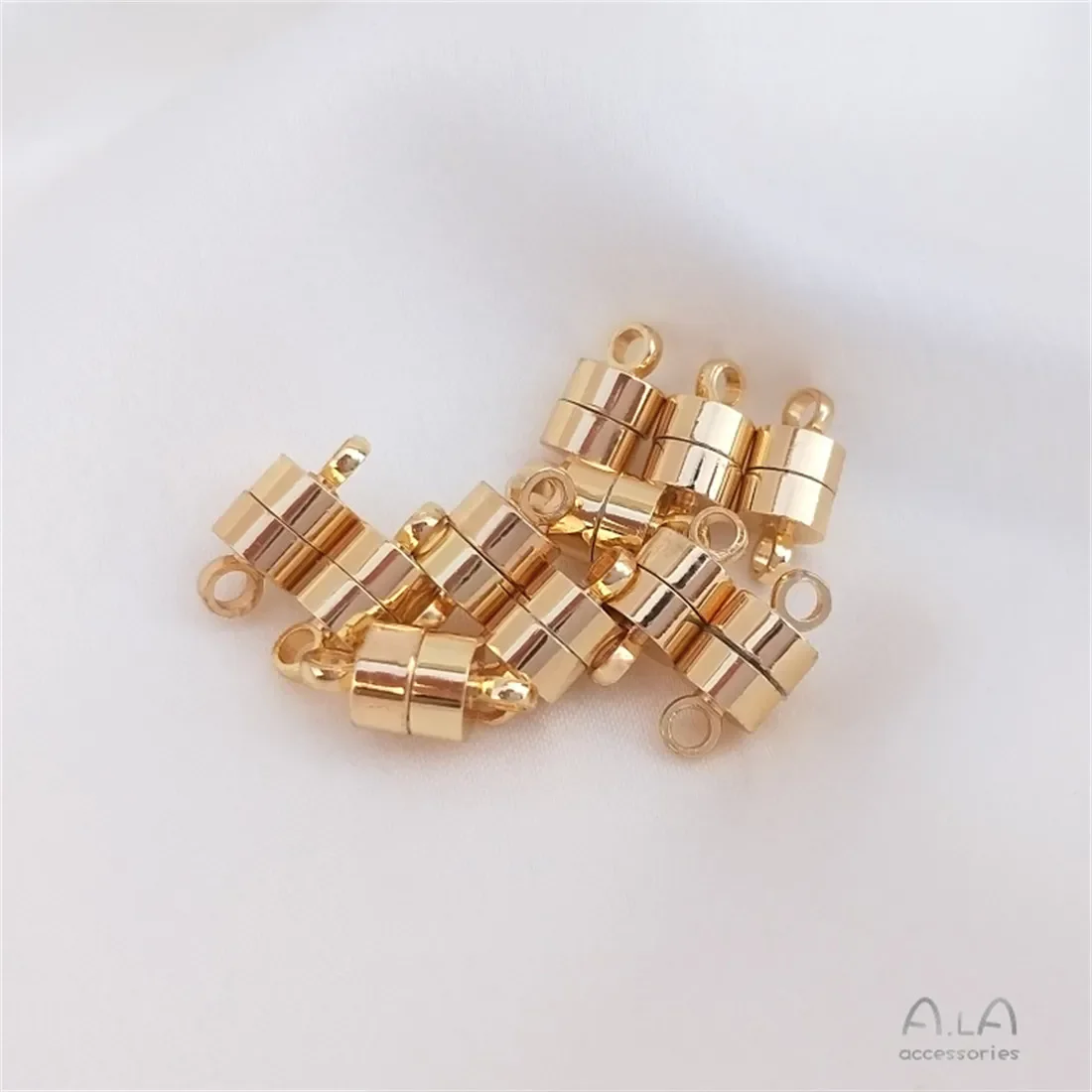 14K Gold Wrapped Magnetic Buckle, Cylindrical Closed Loop, Iron Suction Connection Buckle, Handcrafted DIY Bracelet Accessories