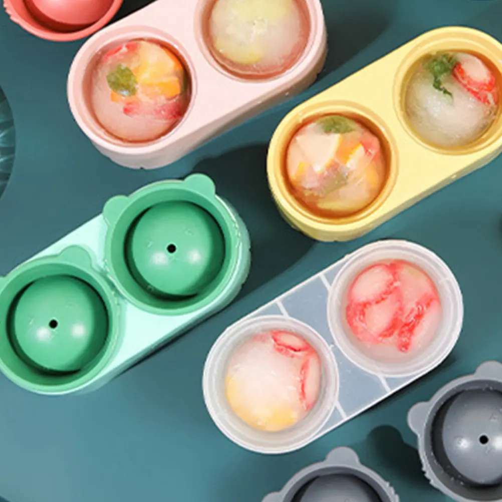 Ball Shaped Ice Mold 2 Grids Premium Material Spherical Ice Maker for Whiskey Cocktails Juice Iced Coffee Freeze Jelly Chocolate