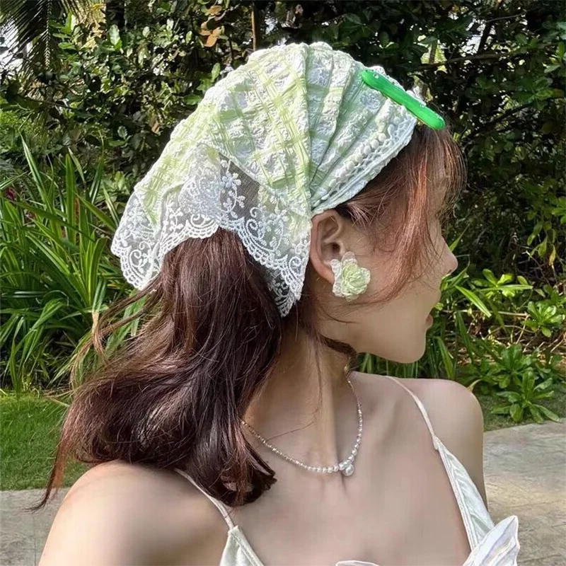 Lace Triangle Scarf Women's Summer Cute Headband Headband Versatile Headwear