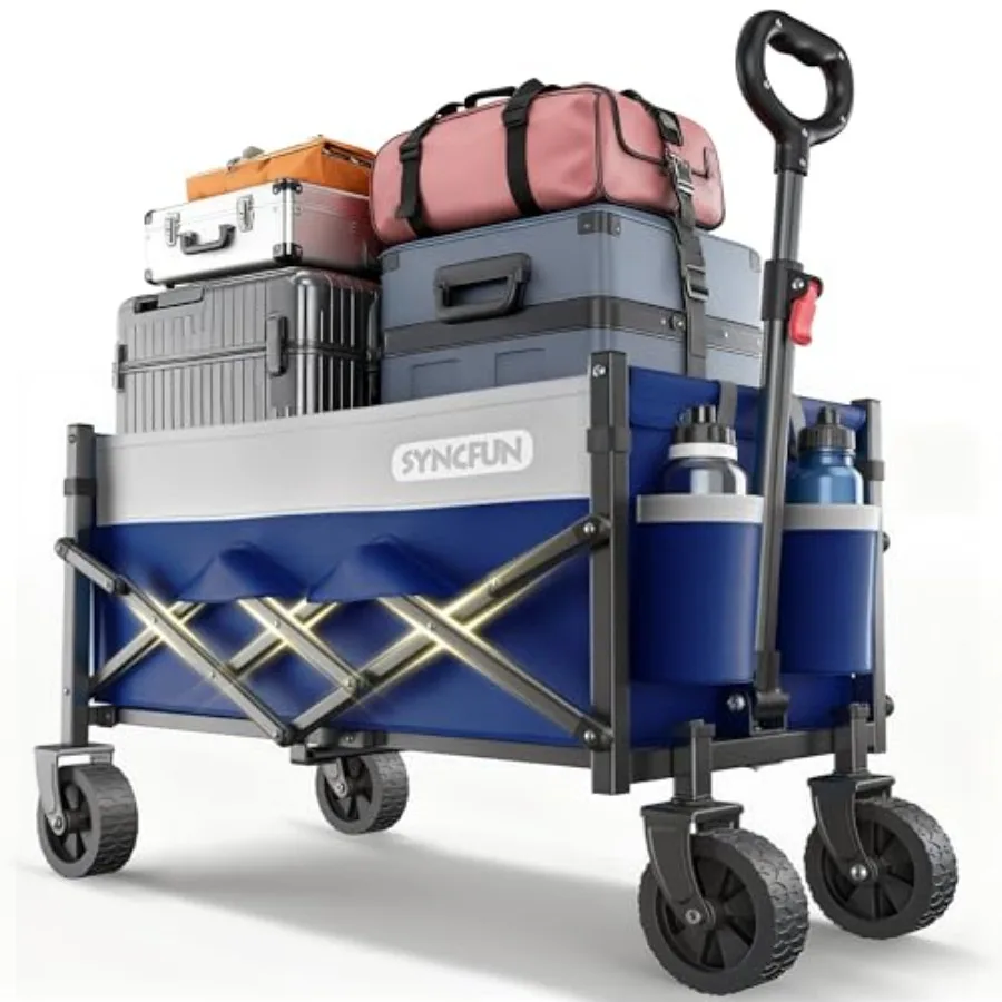 

Складная портативная тележка на колесах грузоподъемностью 300 фунтов, сверхпрочная садовая тележка для продуктов, рыбалки, пляжа, спорта и других целей