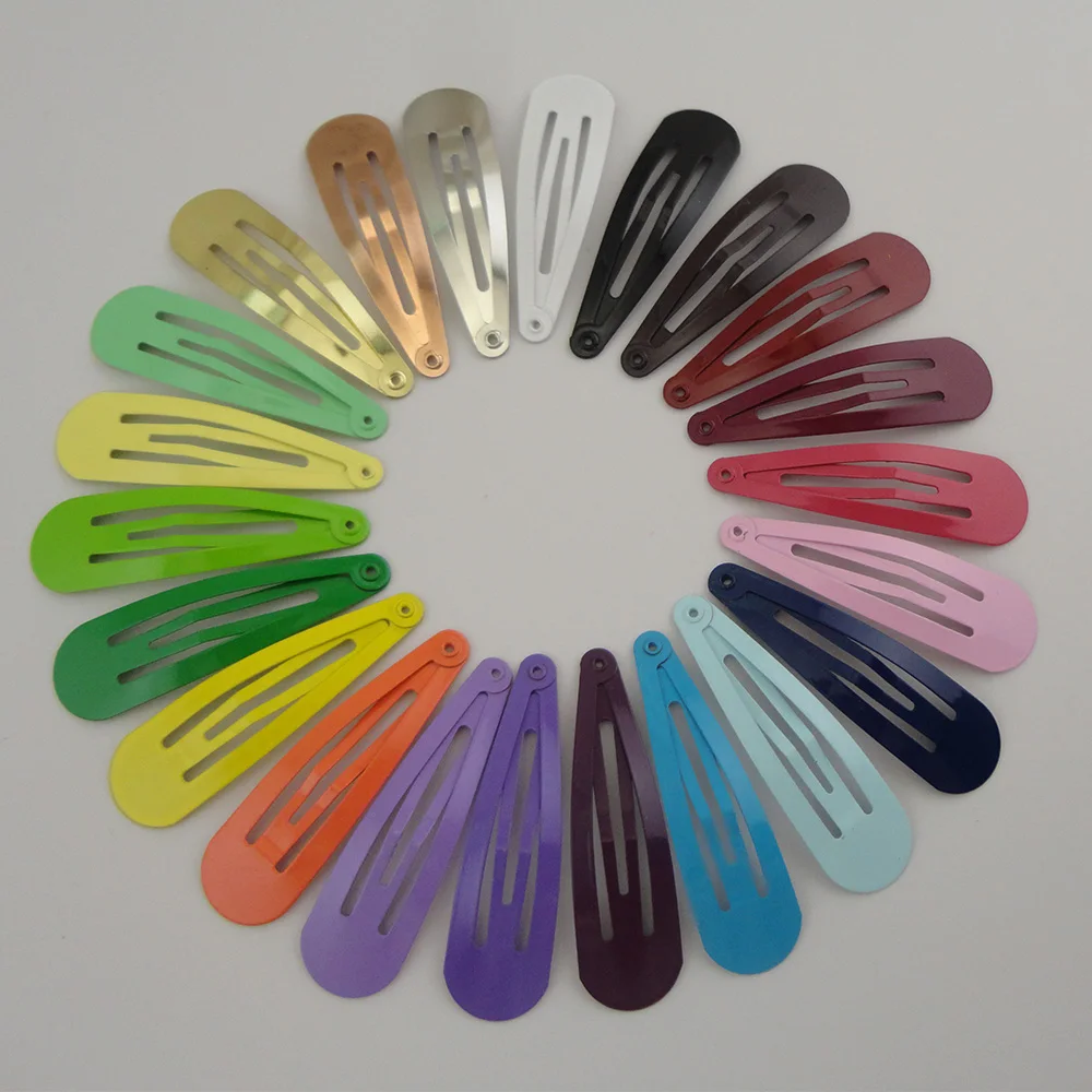 

50PCS 5cm Colorful Tear Drop Hair Clips NO Hole Metal Snap Hairpins for Womens Side Hair Barrettes for Kids Girls BB Hairgrips