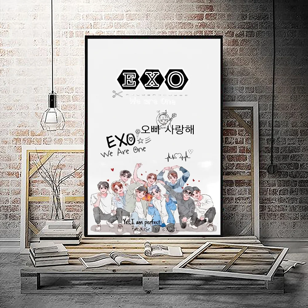 ملصقات EXO Anime ملصق ورق أبيض لاصق يمكنك صنعه بنفسك لديكور غرفة البار والمقهى Kawaii