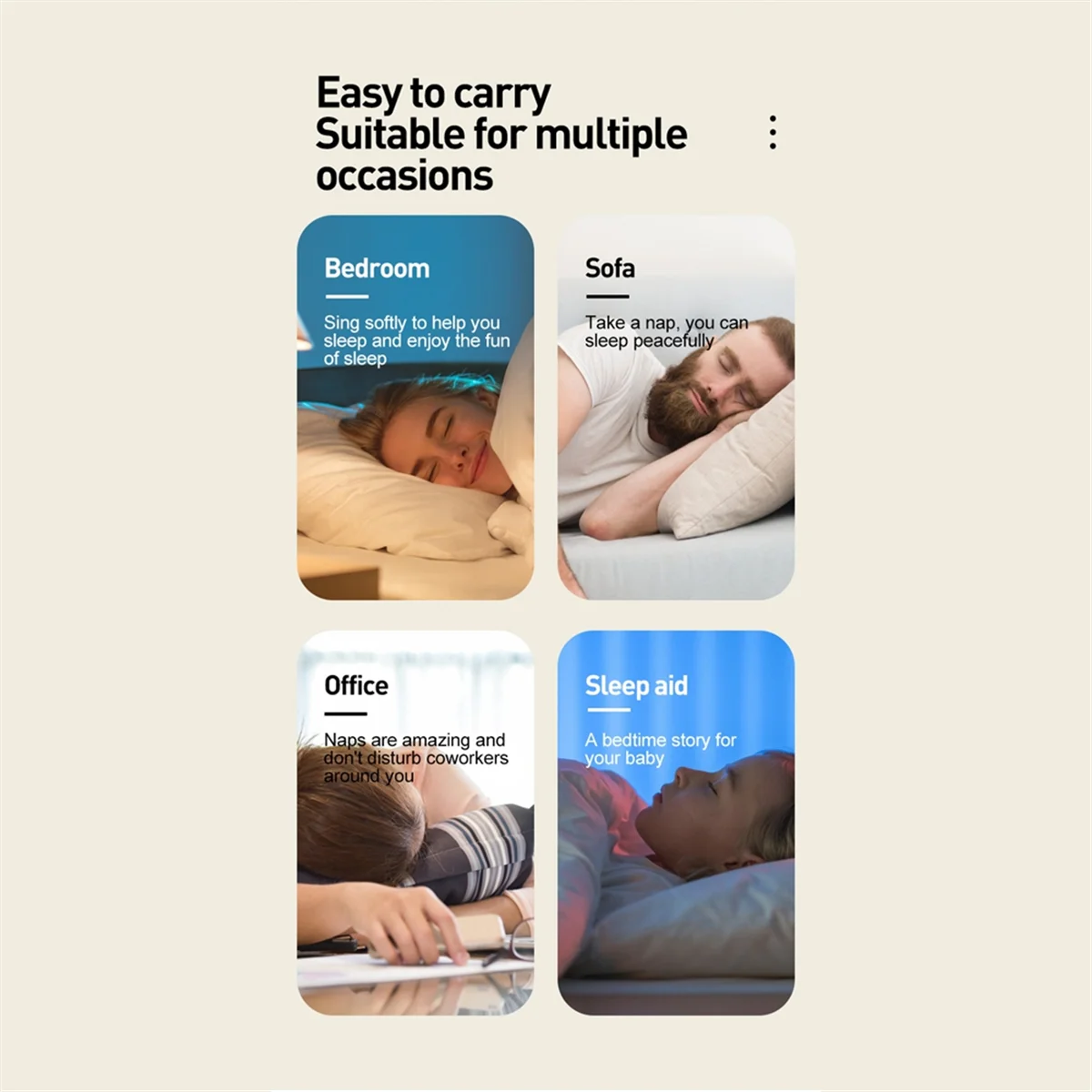 POSV-Under Pillow سمّاعات بلوتوث، صندوق صوت توصيل العظام، مكبر صوت ستيريو لاسلكي قابل لإعادة الشحن، مكبر صوت أبيض للضوضاء، أسود