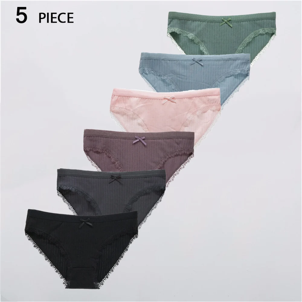 

Women Underwear Cotton Sexy Lace Panties Low Waist Girls Briefs Ladies Knickers Lingerie 5 Pcs/set