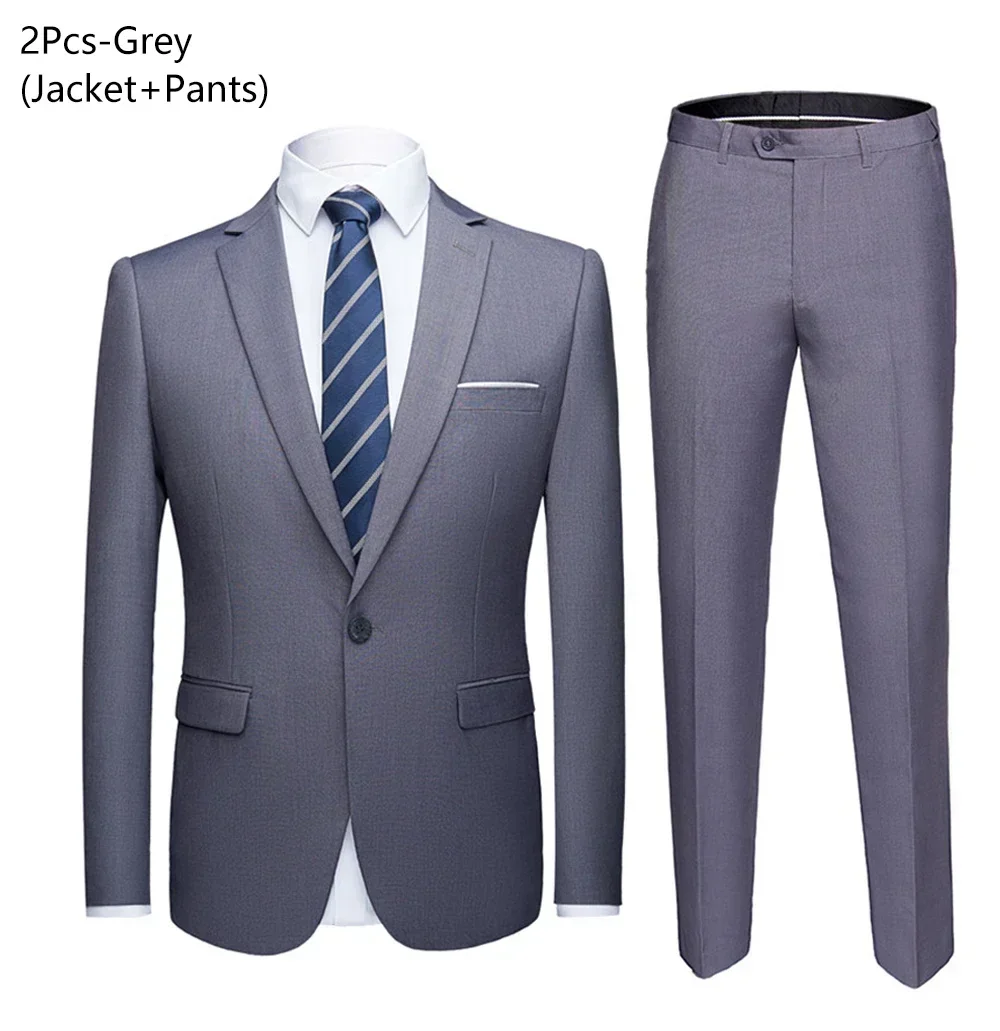 Costume élégant pour hommes, 2 pièces, 3 ensembles, vestes, gilet, pantalon, blazer, manteaux d'affa
