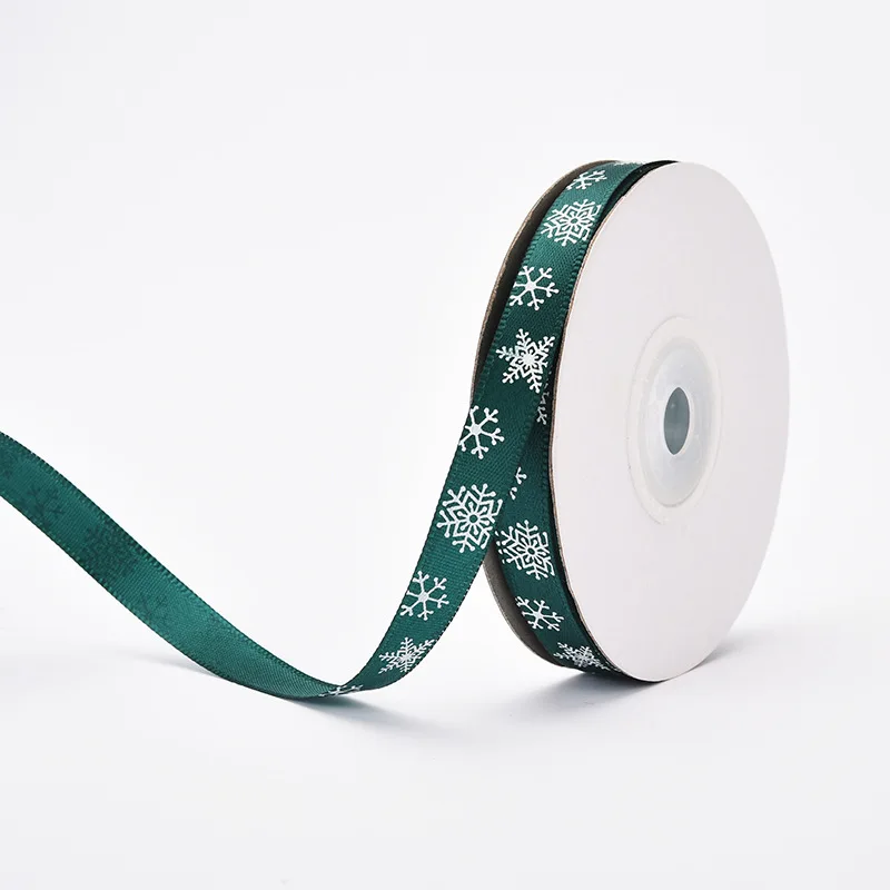 50 Yards 10 Mm New Christmas Ribbon Printed Christmas Polyester Ribbon for Handmade Design Christmas Decoration DIY Gift Packing