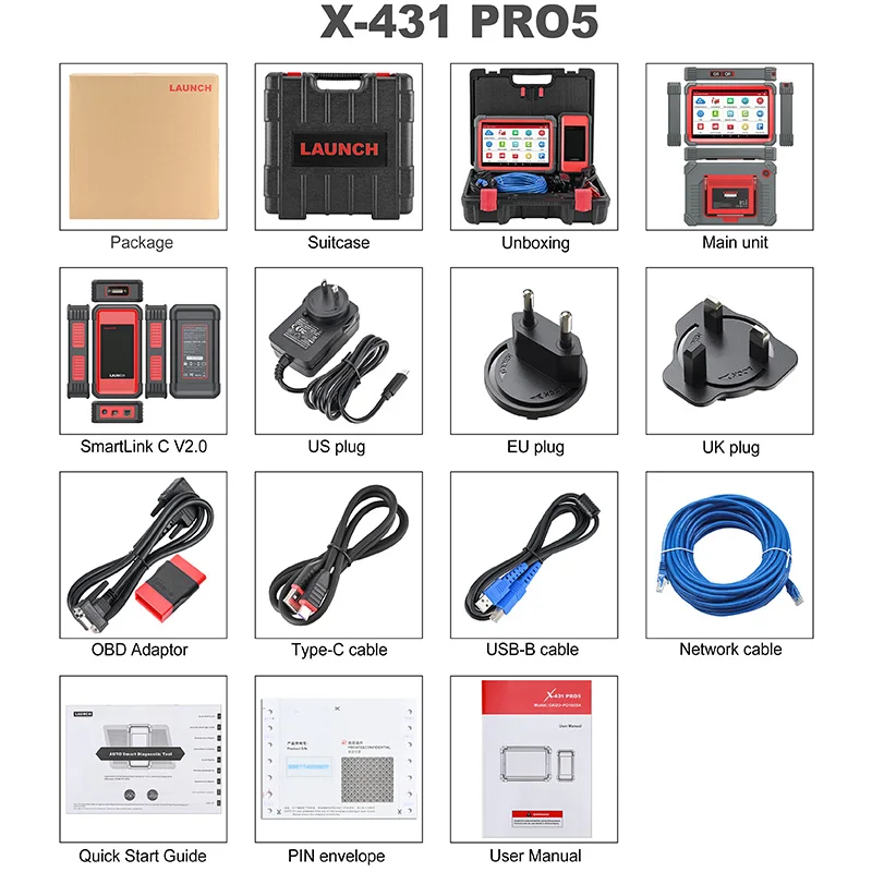 X-431 LAUNCH PRO5 SmartLink J2534 ECU Programming Car Diagnostic Tools OBD2 Scanner Diagnosis Automotive Scanner X431 Auto Scan