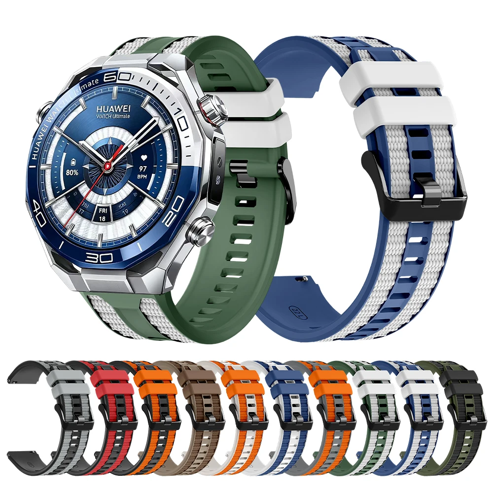 

Universal 22mm Silicone Two-color Strap for HUAWEI Watch Ultimate 2/GT 6 Pro Band for WATCH 5 4/GT 5 4 46mm Bracelet Watchband