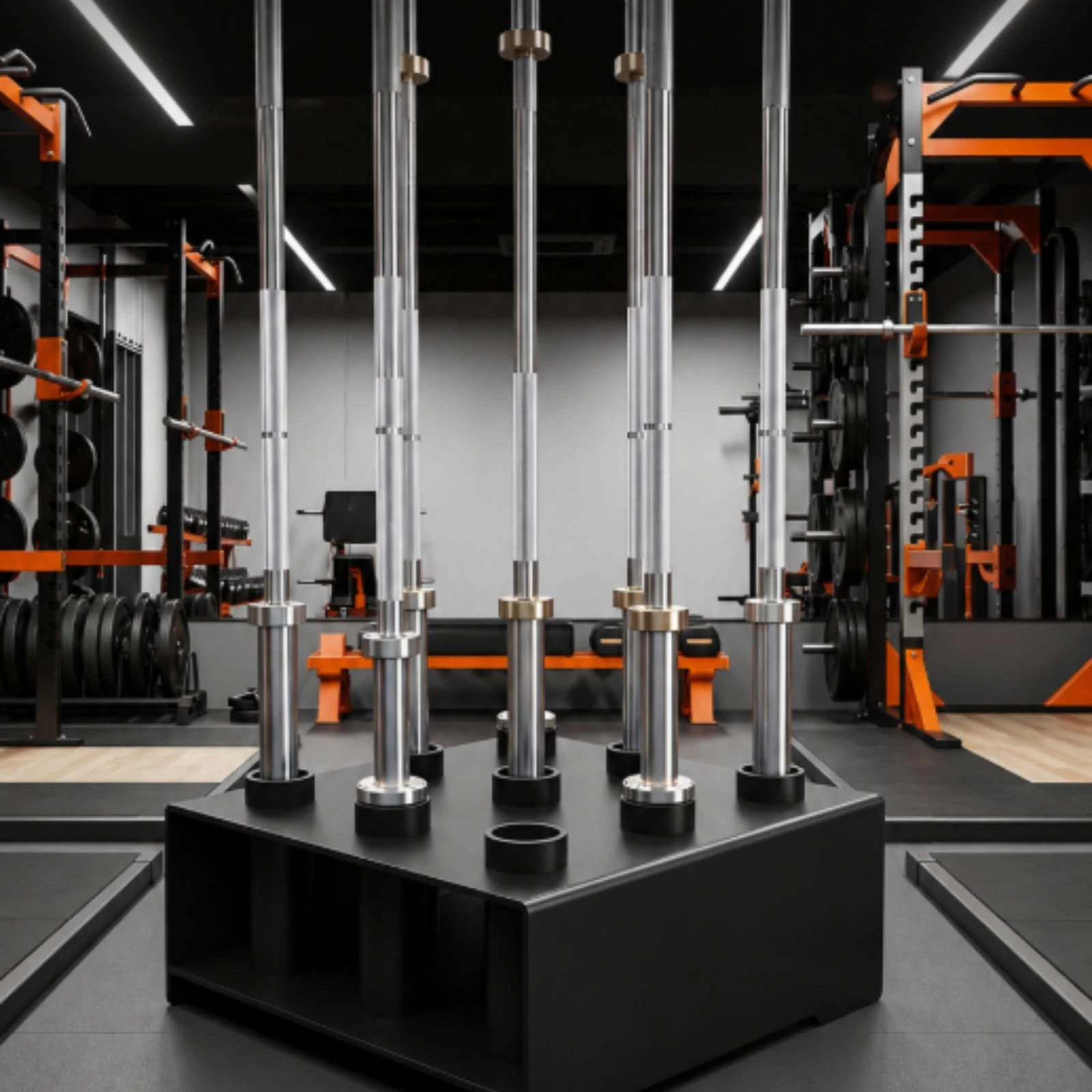 Barbell Holder with 9 Holes Compact Vertical Barbell Holder Metal Stable for Gym Owners