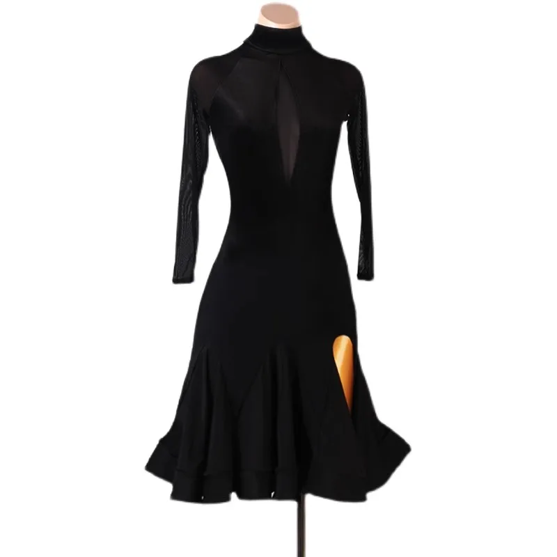 Nieuwe Zwarte Latin Dance Professionele Competitie Kleding Kwastje Jurk Vrouwen Sexy Bal Rok Oefenkleding Prom Kostuum Aangepast