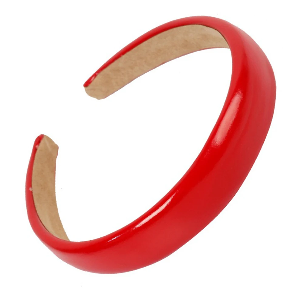 

Glossy PU Headband Wide Brimmed Non Slip Hair Accessories for Women White Hoop Ladies Daily Wear Party Gifts