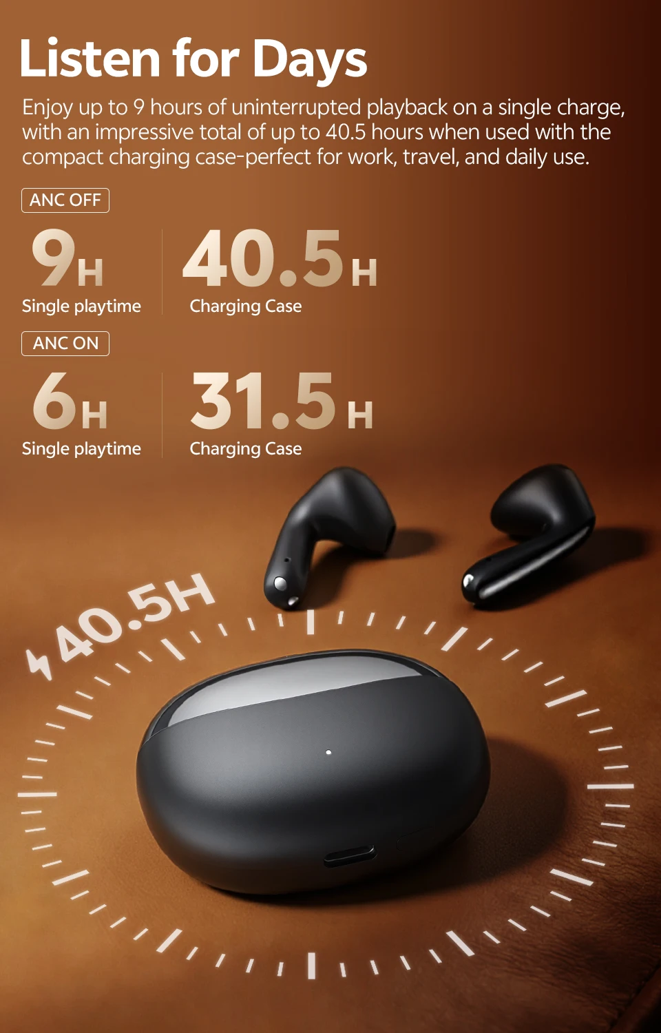 QCY AilyBuds E50 Kabelloses Ohrhörer BH25HT11A Echtzeit-Adaptive ANC Bluetooth 6.0 Ohrhörer LDAC Hi-Res 6 Mikrofone Multipoint-Verbindung – Detail 12