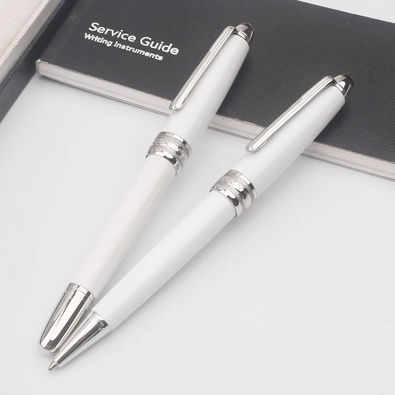 Luxury Ceramic White 163 MB Ballpoint Pen Monte Design Fashion Business Rollerball Fountain Pens Metal Silver Gold Stationery