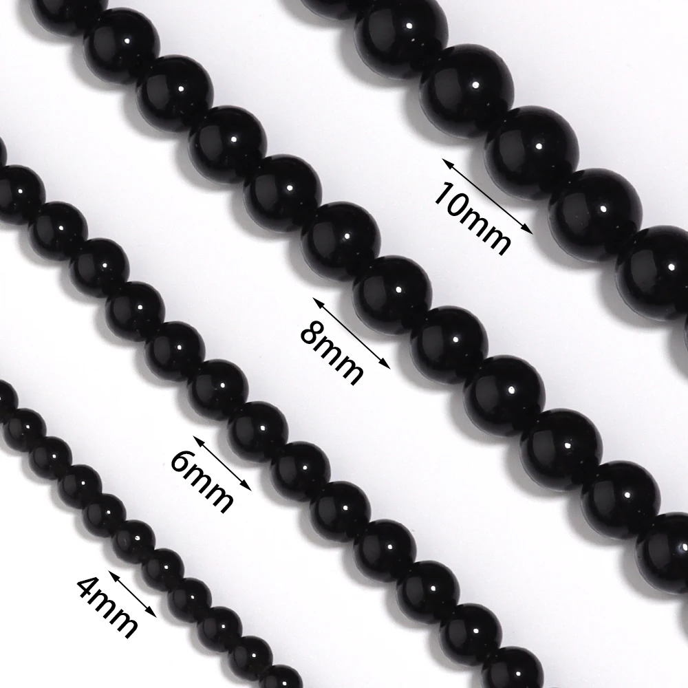 4/6/8/10/12mm Natural Stone Beads Black Obsidian Beads Round Loose Spacer Bead For DIY Jewelry Making Bracelet Wholesale view 2
