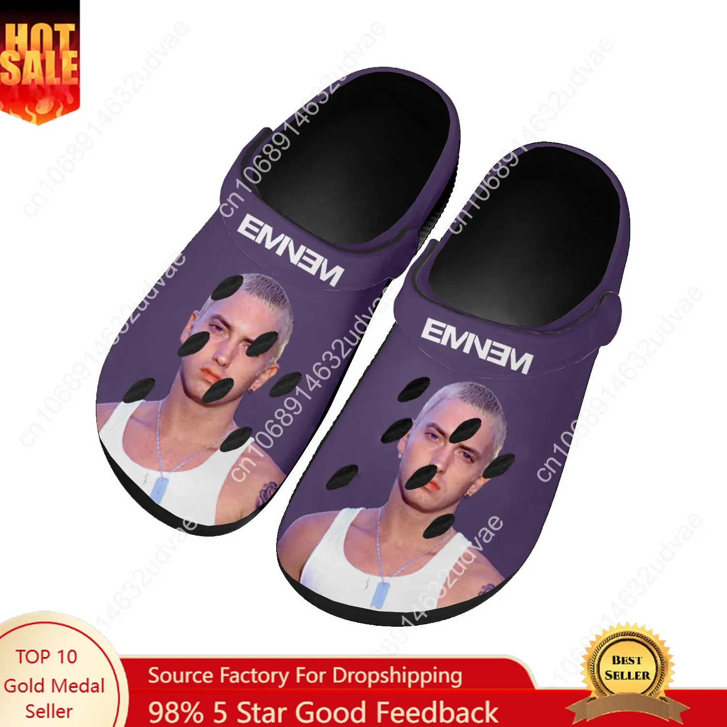 

Eminem Water Shoes Mens Womens Comfortable Fashion Home Garden Clogs Customizd Sandals Beach Breathable Hole Slippers