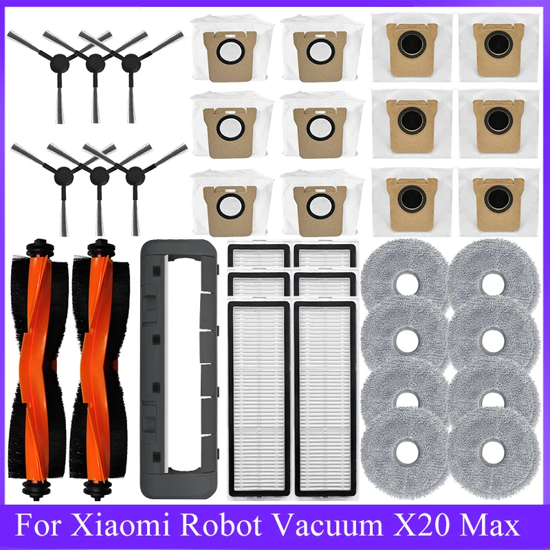 Piezas para Robot aspirador Xiaomi X20 Max / D109GL, cepillo principal, Cepillo Lateral, filtro Hepa, paño de mopa, bolsa de polvo, accesorios de repuesto