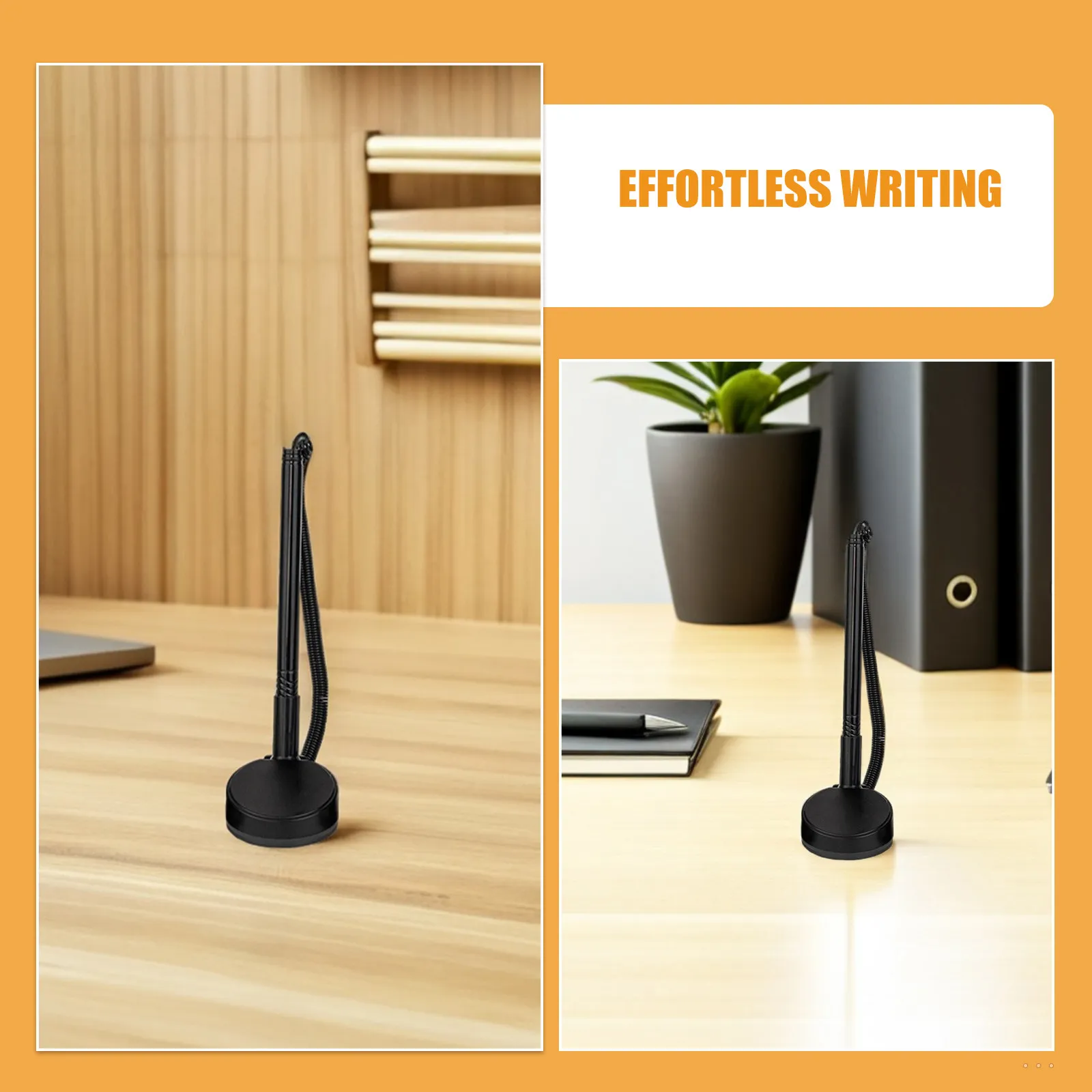 8Pcs Black Ink Ballpoint Pen Holder Counter Signature Pens Security Comfortable Writing Desk Office Guest Signing