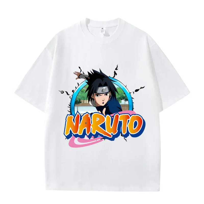 Camiseta con estampado de dibujos animados de Naruto, novedad de verano 2026, camiseta deportiva de algodón Unisex con estampado de Naruto