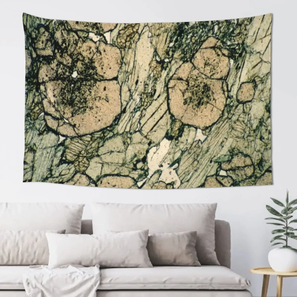 

Garnet Crystals in Pyroxene & Quartz Mineral Photography Tapestry Aesthetic Home Decor Decoration For Bedroom Tapestry
