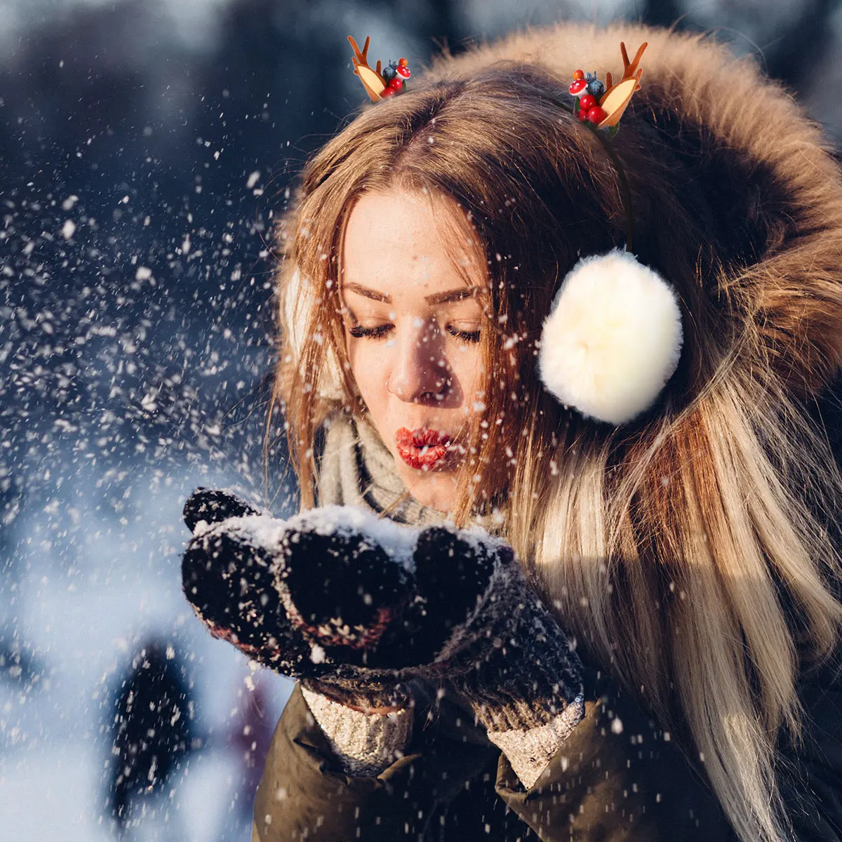 

Christmas Headb Winter Ear Warmer Muffs Artificial Fruit Velvet Deer Antlers Earmuffs For Women Girls Cozy Accessories Holiday