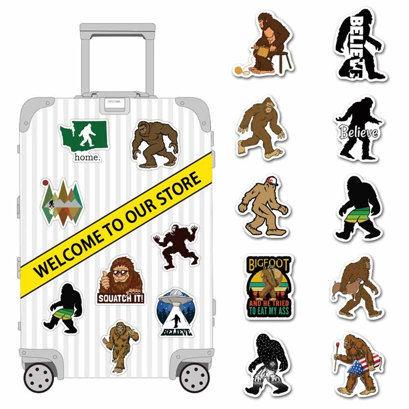 50PCS Bigfoot Nature Sasquatch Stickers Outdoor Waterproof Man DIY Book Luggage Guitar Phone Bottle Sticker Pack Toy Gift