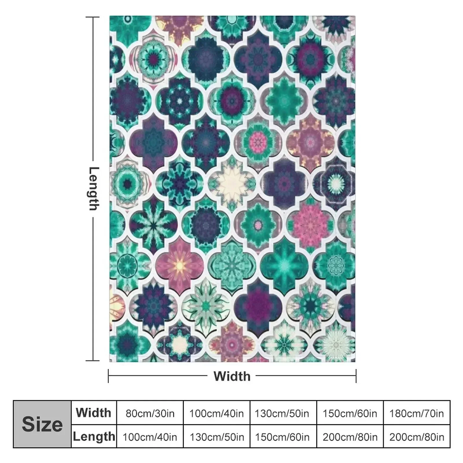 Moroccan Tile Pattern Teal Throw Blanket Thin Soft Plaid christmas decoration Polar Blankets