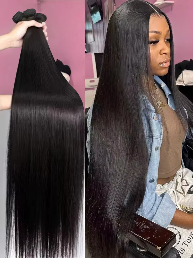 

4/5/6 шт. 16A прямые пучки человеческих волос 30 32 34 дюйма 100% человеческие волосы необработанные бразильские необработанные пучки волос