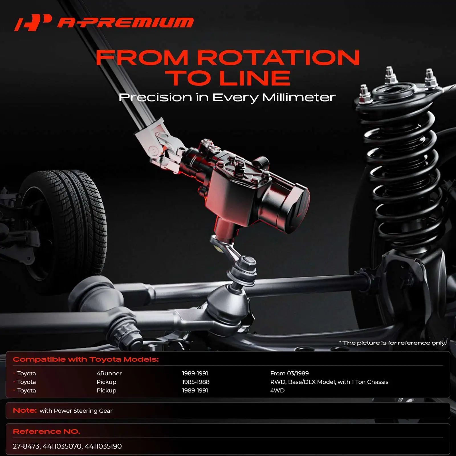A-Premium Power Steering Gear Box for Toyota 4Runner 1989-1991 Pickup 1985-1991