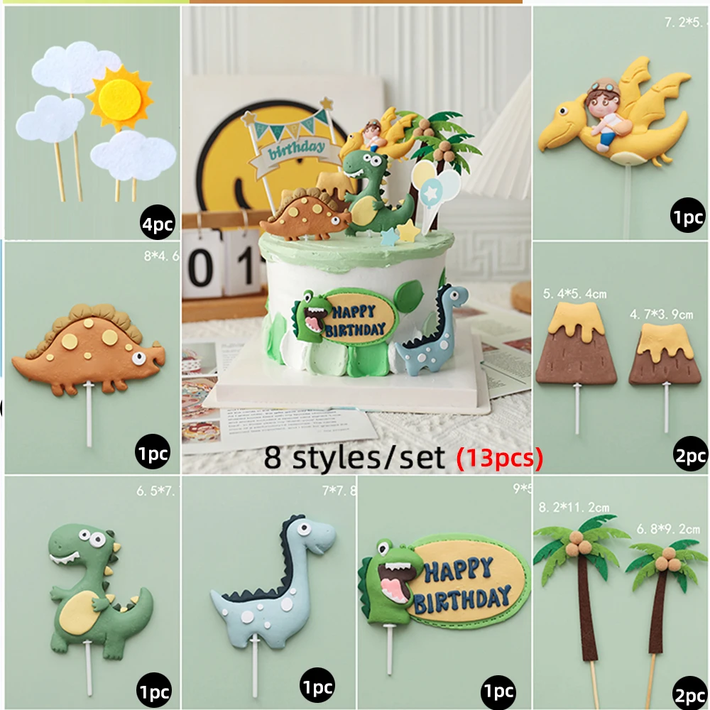 Jurassic Dinosaurier-Kuchenaufsatz, Tyrannosaurus Rex, Triceratops, Flugsaurier für Kinder, alles Gute zum Geburtstag, Party-Dekoration, Babyparty-Dekoration – Detail 31