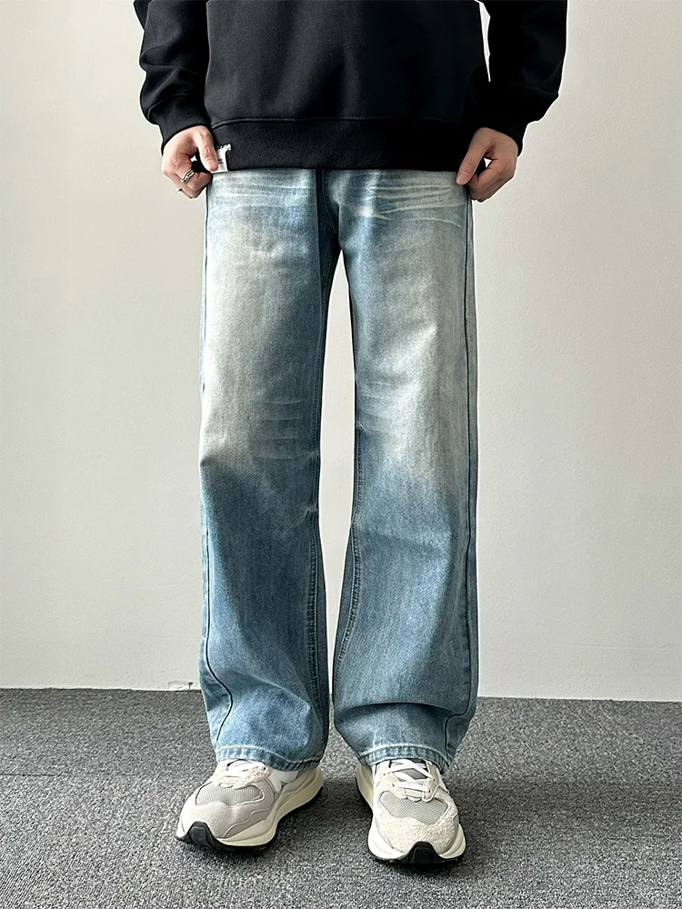 

Мужские повседневные джинсы WIE STUDIO, прямой крой, весна 2025, винтажные, в американском стиле, свободные, длинные брюки для повседневной носки