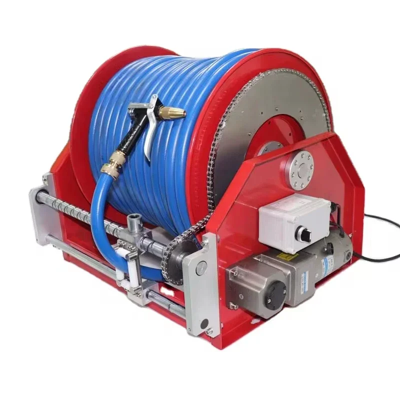 30m 50m 100m water manual pipe motor retractable fire hose reel 1 inch with nozzle spray and jet