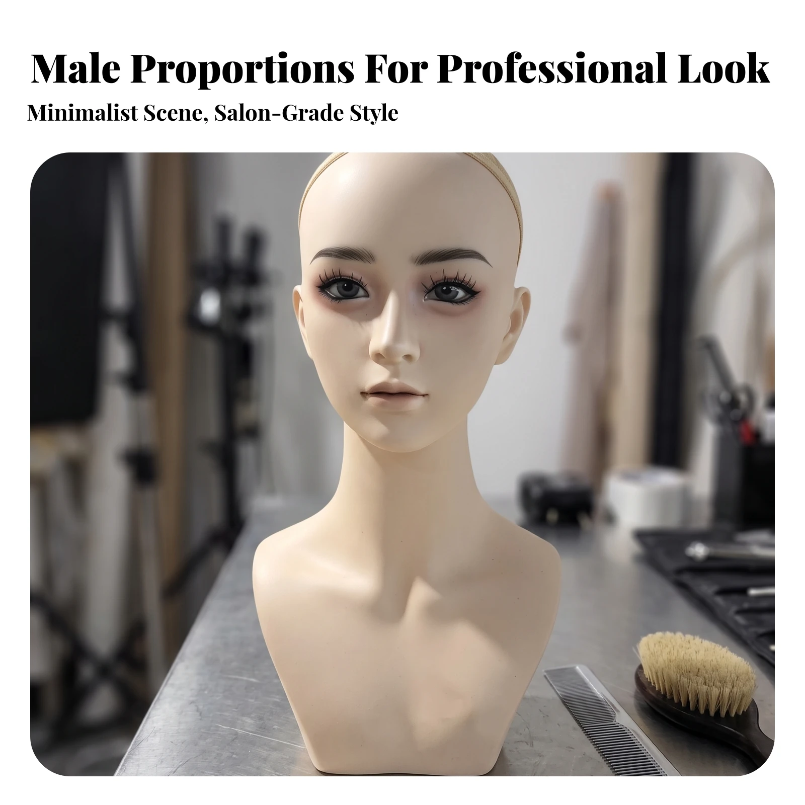 Mannequin Head Bust Realistic Mannequin Head with Shoulders Minimalist Easy to Use for Cosplayers, Retail Shops, Hair Salons