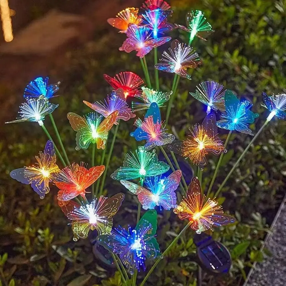 

6/8 Head Solar Fiber Optic Flower Light Realistic Decorative Lighting Outdoor Solar LED Light Automatic Light Sensor