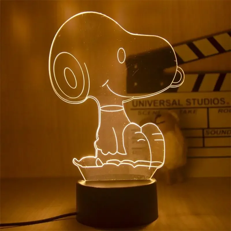 Snoopy Night Light Anime 3D Visual LED Figures Model Desk Lamp Decoration Bedroom Cartoon Creativity Desk Ornaments Bedside Lamp