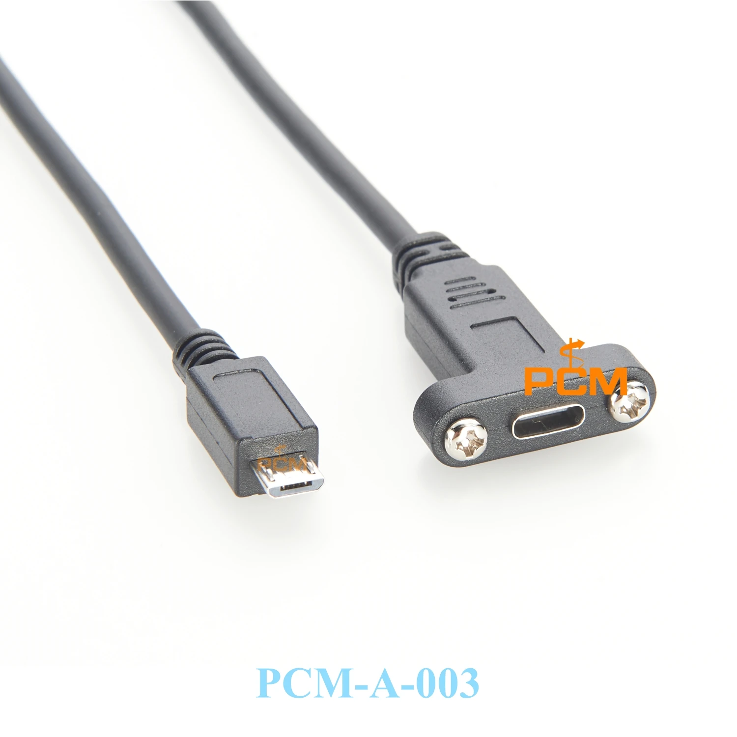 Kabel przedłużający Micro USB USB 3.1 męski na USB-C USB 3.1 żeński z otworami montażowymi na panel, śrubami, przewodem 0,3 m do transmisji danych.