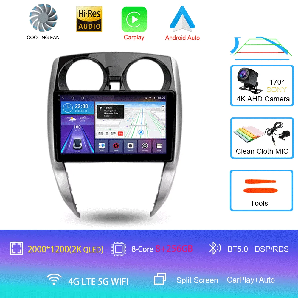 Nissan Note 2 E12 2012 - 2021 Carplay Auto 4G+WIFI GPS autoradio navigatie multimedia videospeler stereo BT Android 16