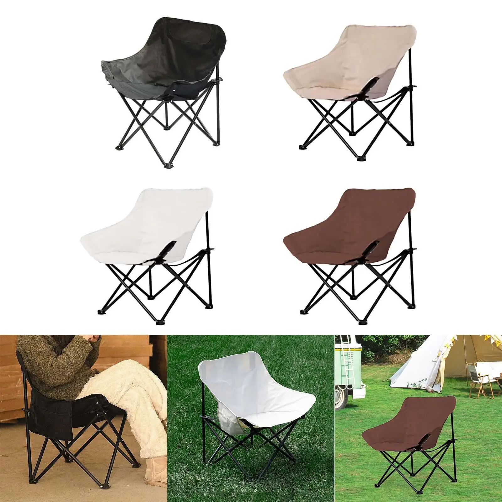 Camping Chair Portable Chair with Carry Bag Comfortable Tear Resistant Moon Chair Folding Chair for Lawn Beach Fishing Adults